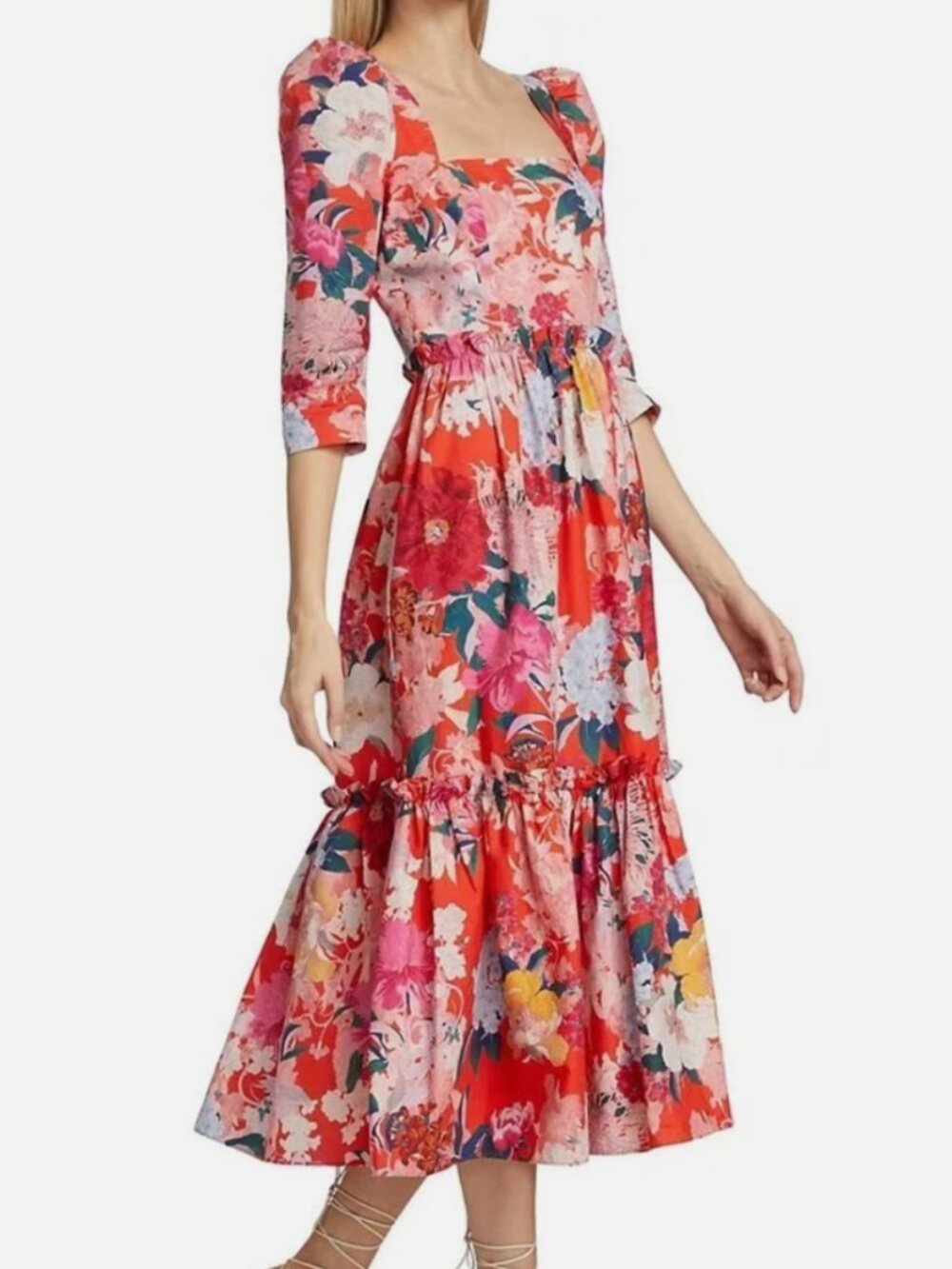 Cara Cara, Blue Hill Dress, Size 0, Japanese Floral Red